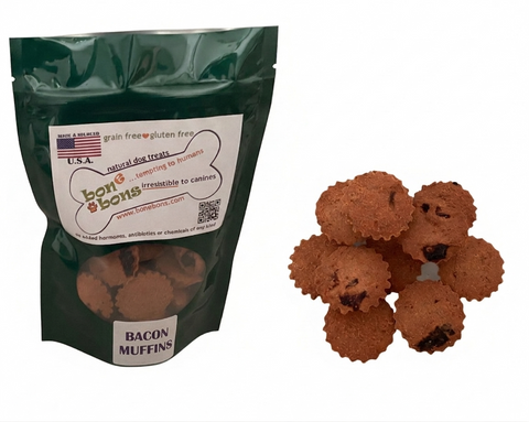 Bone Bons Bacon Muffins Dog Treats – Grain Free Dog Snacks – Savory & Healthy Rewards – Handmade in USA – 5oz Bag