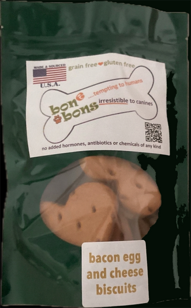 Bone Bons Bacon Egg and Cheese Dog Biscuits – Organic Breakfast Treats – Crunchy Handmade in USA  – Handmade in USA – 5oz Bag