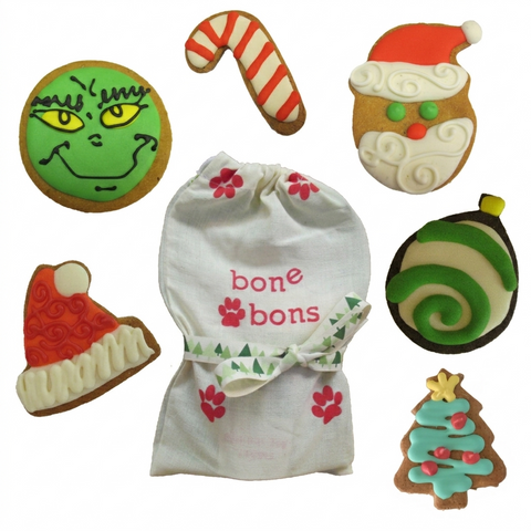 Christmas Dog Stocking Stuffer Bag – 6 Pack of Artisan Grain-Free Holiday Biscuits