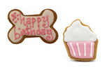 Birthday Girl Grain-Free Dog Cookie Set – Pink Iced Bone & Cupcake