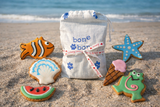 Organic Summer Dog Treats – Hand-Decorated Beach Theme Cookies, Grain-Free Bakery Gift