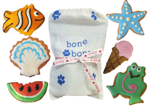 Organic Summer Dog Treats – Hand-Decorated Beach Theme Cookies, Grain-Free Bakery Gift